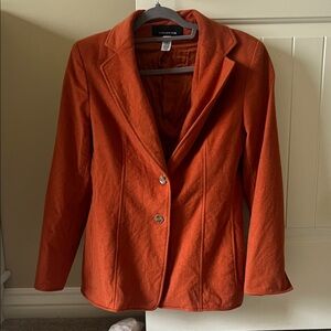 Jones New York Women's 100% Wool Burnt Orange Tailored Blazer